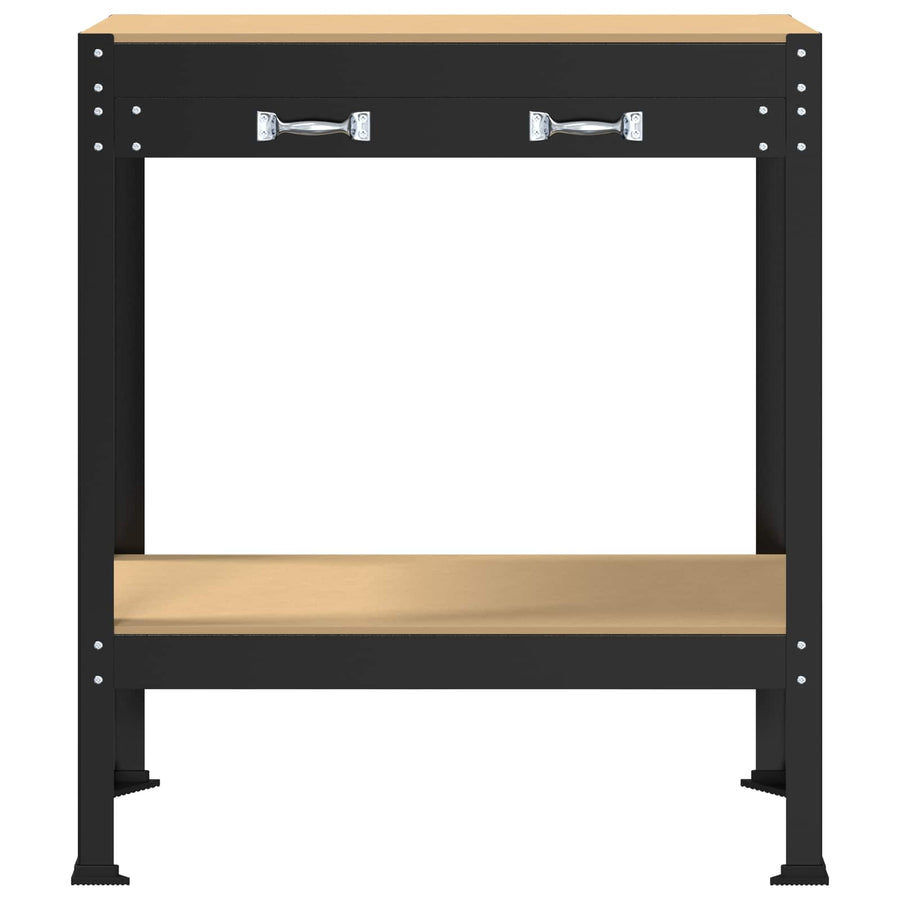 Werkbanken Zwart 81 X 41 X 145 Cm Bewerkt Hout 80 cm met lade