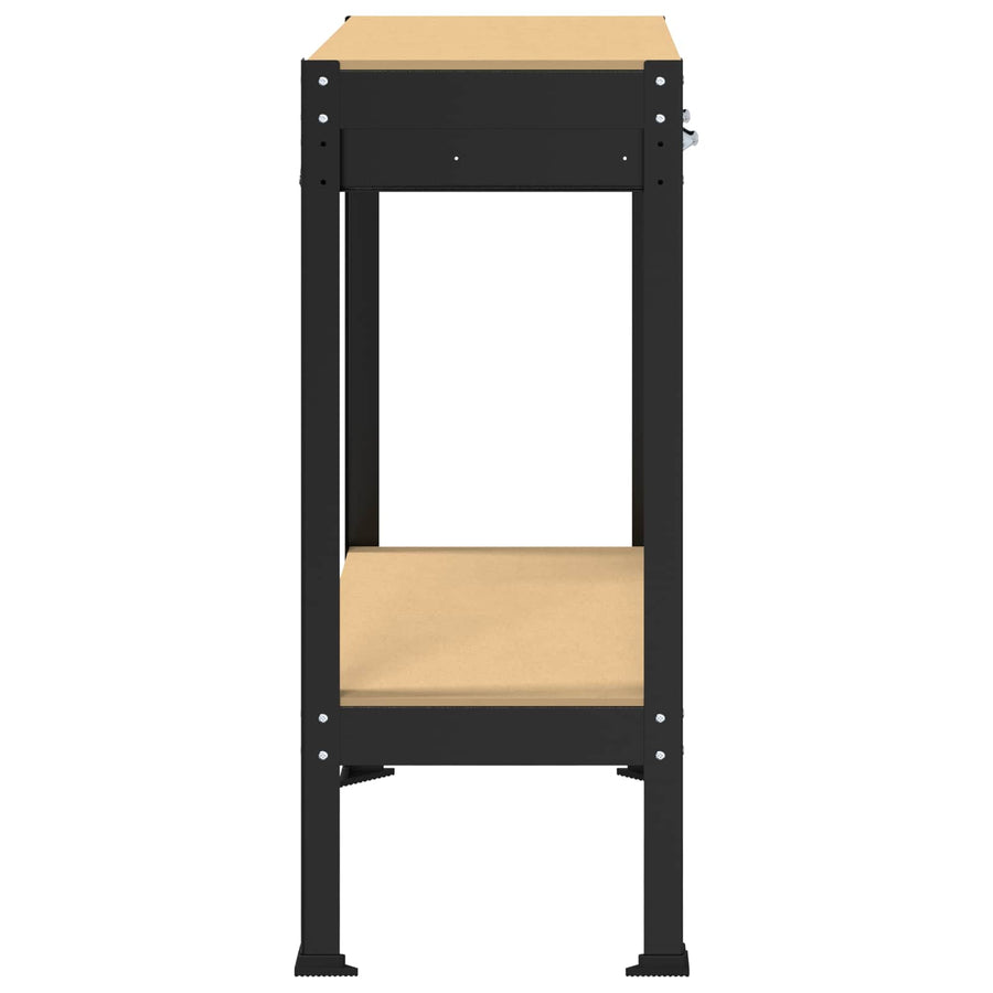 Werkbanken Zwart 81 X 41 X 145 Cm Bewerkt Hout 80 cm met lade