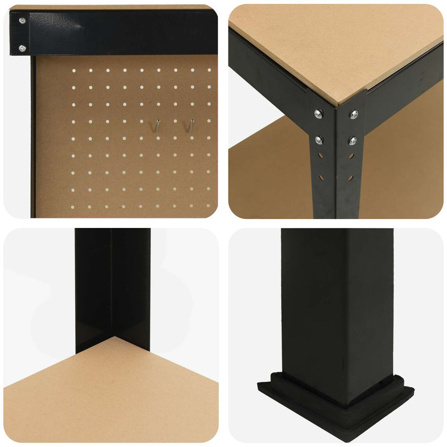 Werkbanken Met Plank Zwart 81 X 41 X 145 Cm Bewerkt Hout 80 cm met lade en pegboard
