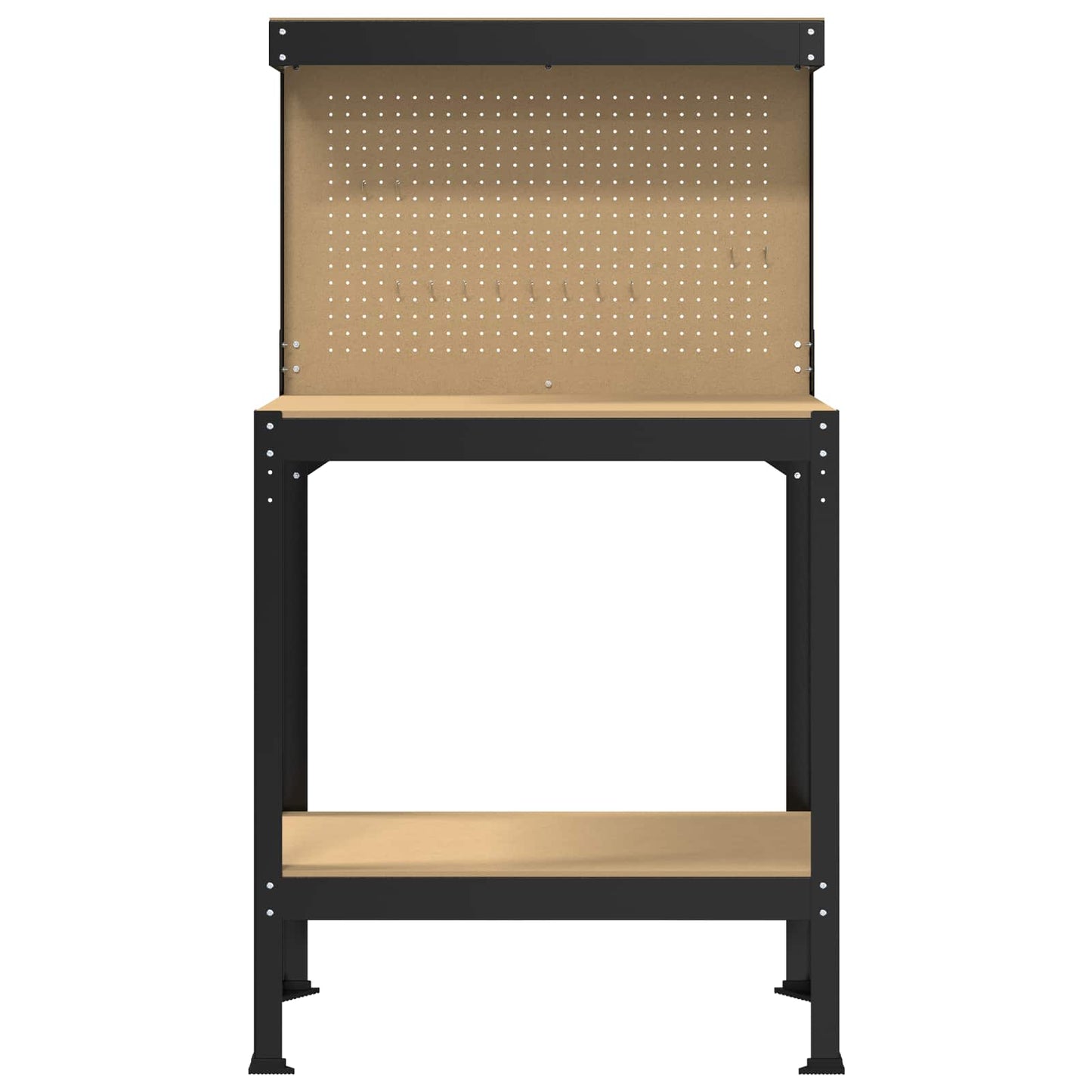 Werkbanken Met Plank Zwart 81 X 41 X 145 Cm Bewerkt Hout 80 cm met lade en pegboard