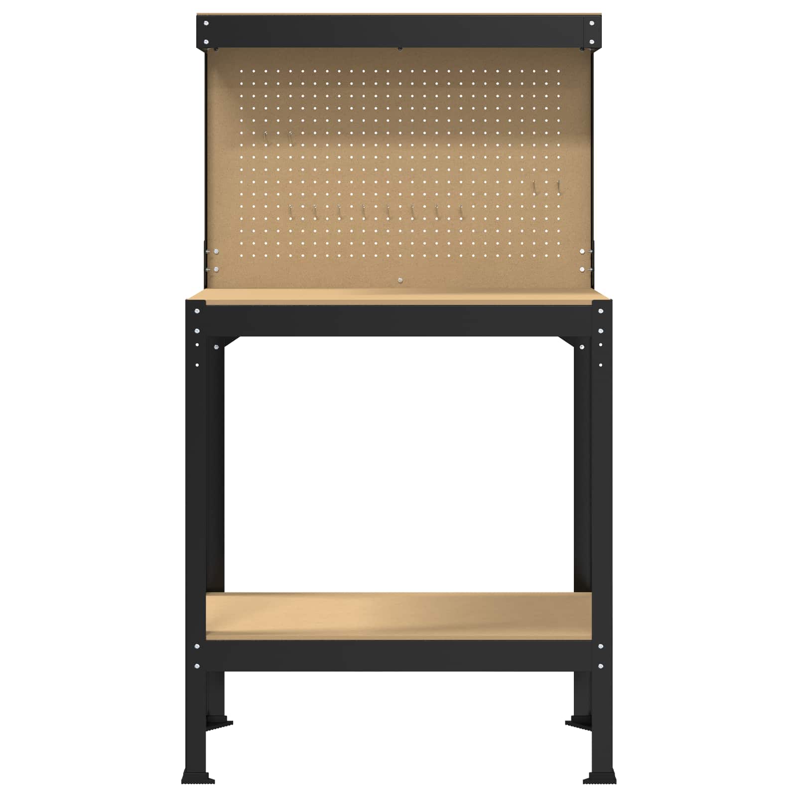 Werkbanken Met Plank Zwart 81 X 41 X 145 Cm Bewerkt Hout 80 cm met lade en pegboard