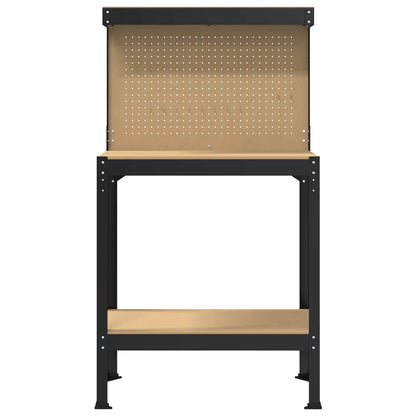 Werkbanken Met Plank Zwart 81 X 41 X 145 Cm Bewerkt Hout 80 cm met lade en pegboard