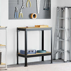 Werkbank 81x41x145 cm bewerkt hout metaal zwart met lade pegboard