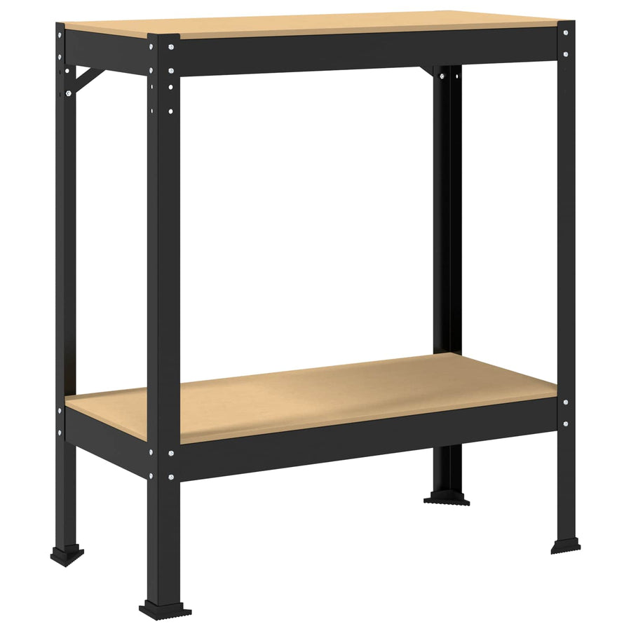 Werkbanken Met Plank Zwart 81 X 41 X 145 Cm Bewerkt Hout 80 cm met lade en pegboard