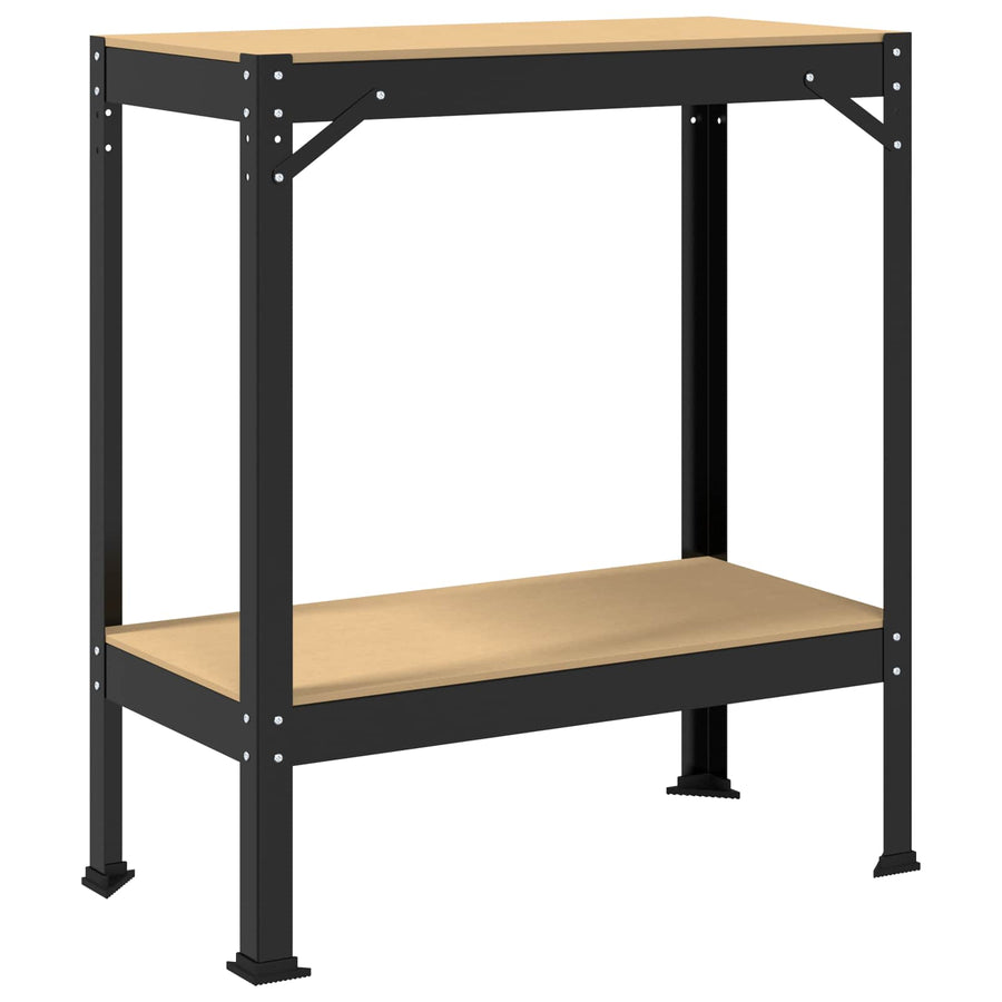 Werkbanken Met Plank Zwart 81 X 41 X 145 Cm Bewerkt Hout 80 cm met lade en pegboard