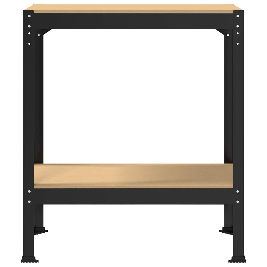 Werkbanken Met Plank Zwart 81 X 41 X 145 Cm Bewerkt Hout 80 cm met lade en pegboard