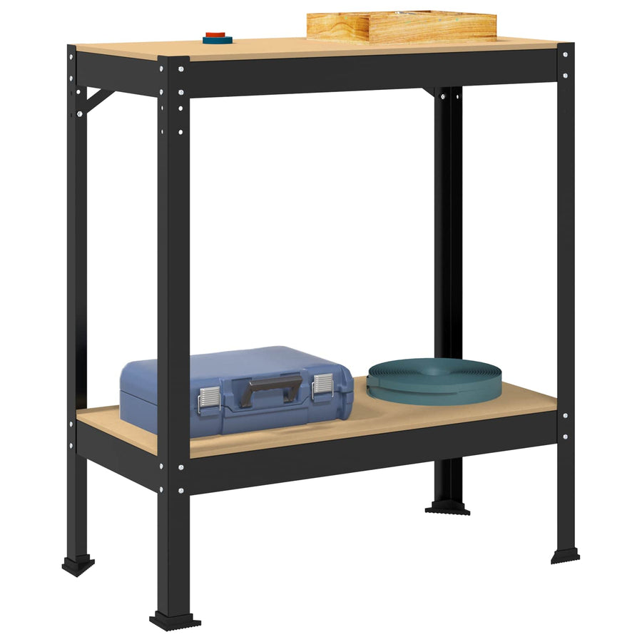 Werkbanken Met Plank Zwart 81 X 41 X 145 Cm Bewerkt Hout 80 cm met lade en pegboard
