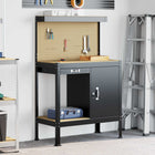 Werkbank met lade en pegboard 81x41x145 cm zwart bewerkt hout