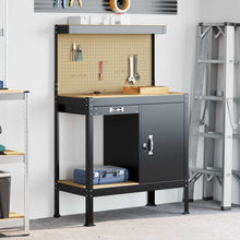 Werkbanken Met Lade Zwart 81 X 41 X 145 Cm Bewerkt Hout 90 cm met lade en pegboard