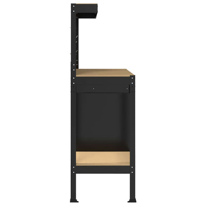 Werkbanken Met Lade Zwart 81 X 41 X 145 Cm Bewerkt Hout 90 cm met lade en pegboard