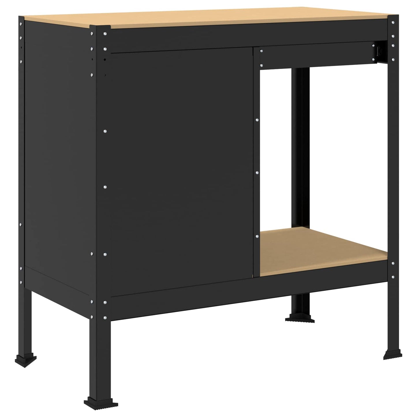 Werkbanken Zwart 81 X 41 X 145 Cm Bewerkt Hout 90 cm met lade