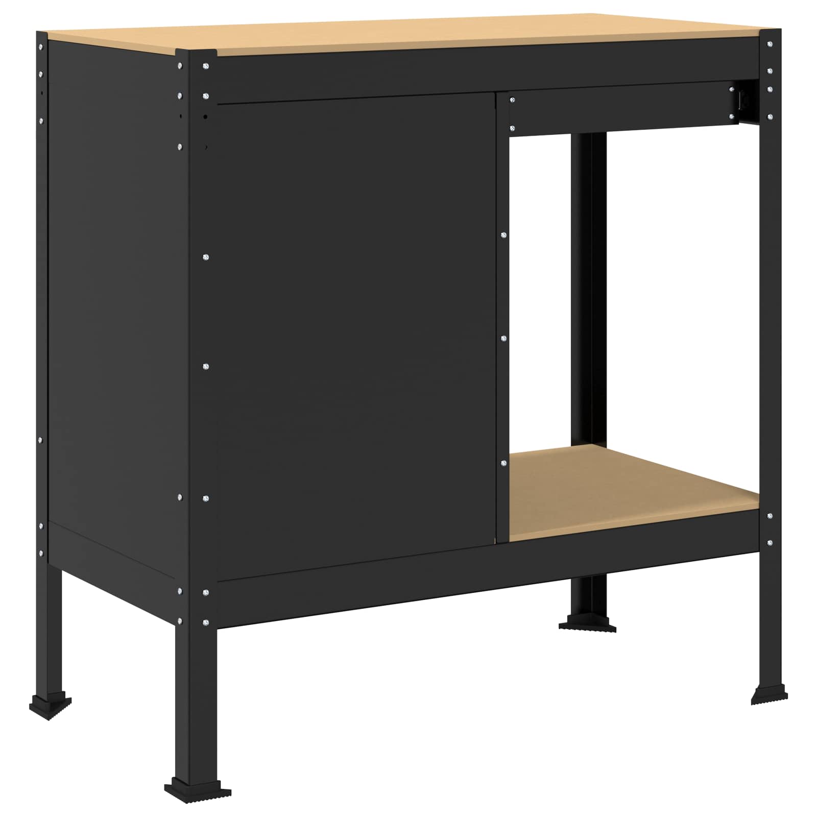 Werkbanken Zwart 81 X 41 X 145 Cm Bewerkt Hout 90 cm met lade