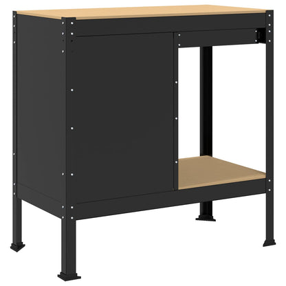 Werkbanken Zwart 81 X 41 X 145 Cm Bewerkt Hout 90 cm met lade
