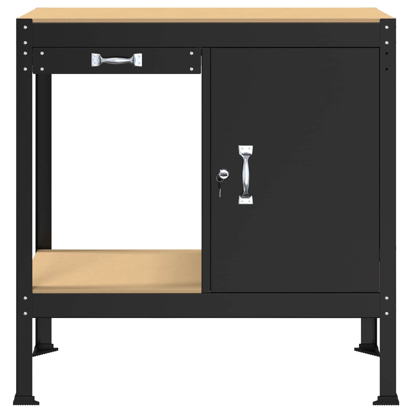 Werkbanken Zwart 81 X 41 X 145 Cm Bewerkt Hout 90 cm met lade