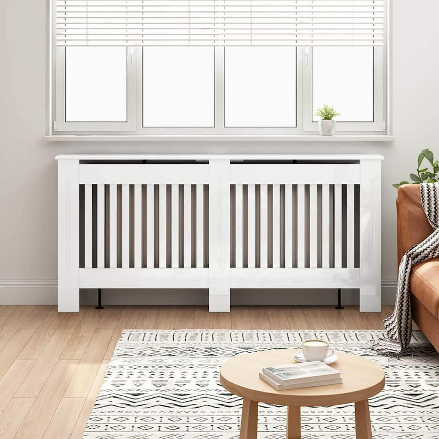 Radiatorafdekking Hoogglans wit 172 x 19 x 81,5 cm Bewerkt hout