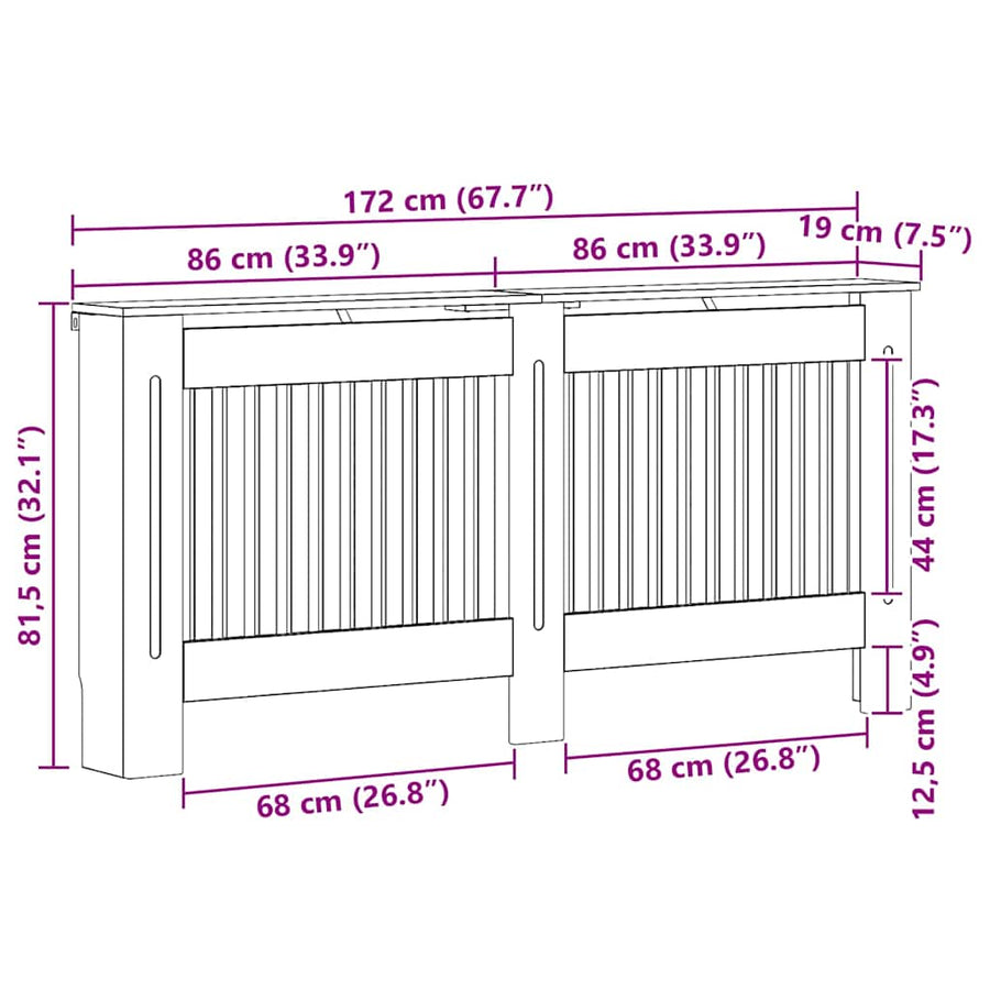 Radiatorafdekking Artisan Eiken 172 x 19 x 81,5 cm Bewerkt hout