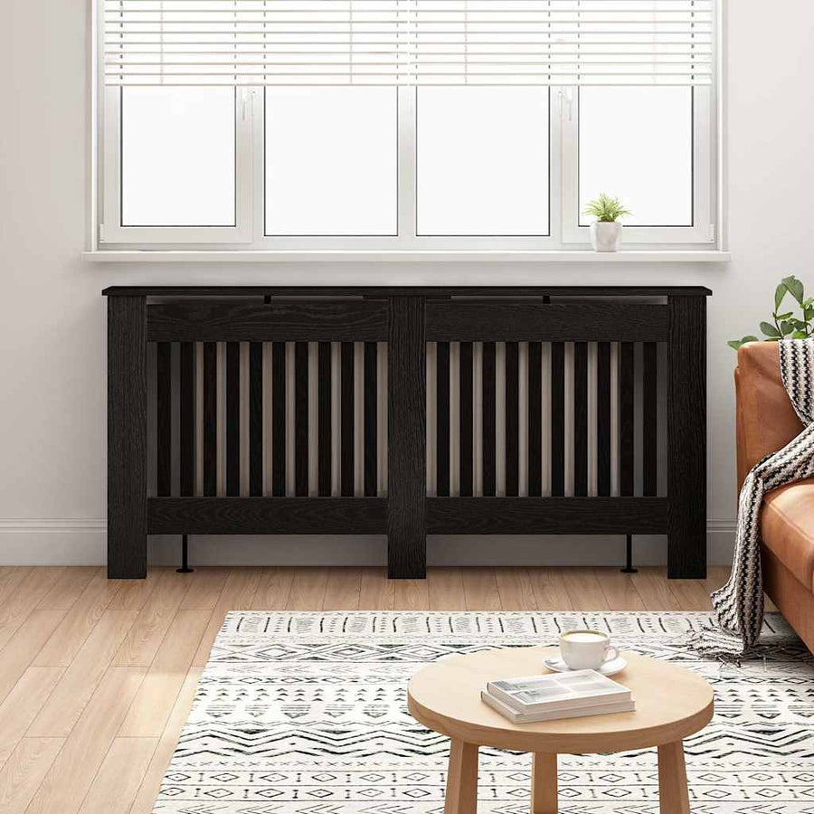 Radiatorafdekking Zwart Eiken 172 x 19 x 81,5 cm Bewerkt hout