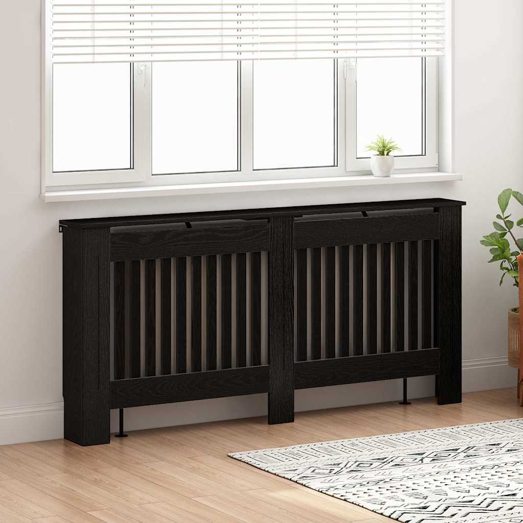 Radiatorafdekking Zwart Eiken 172 x 19 x 81,5 cm Bewerkt hout