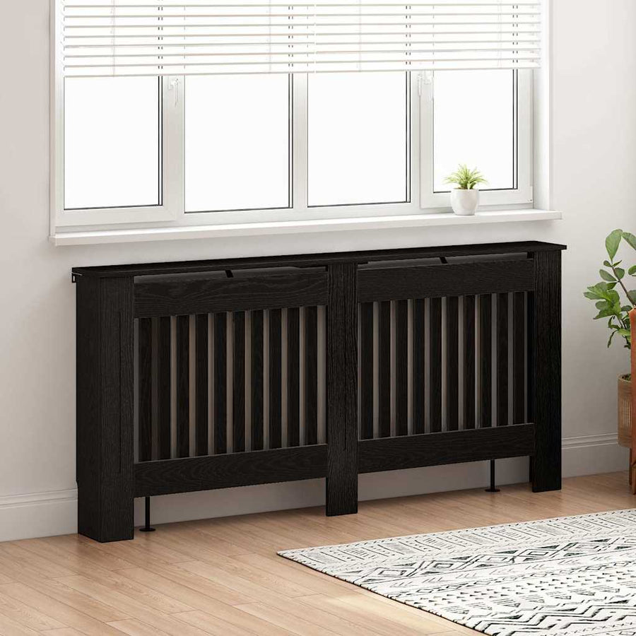 Radiatorafdekking Zwart Eiken 172 x 19 x 81,5 cm Bewerkt hout