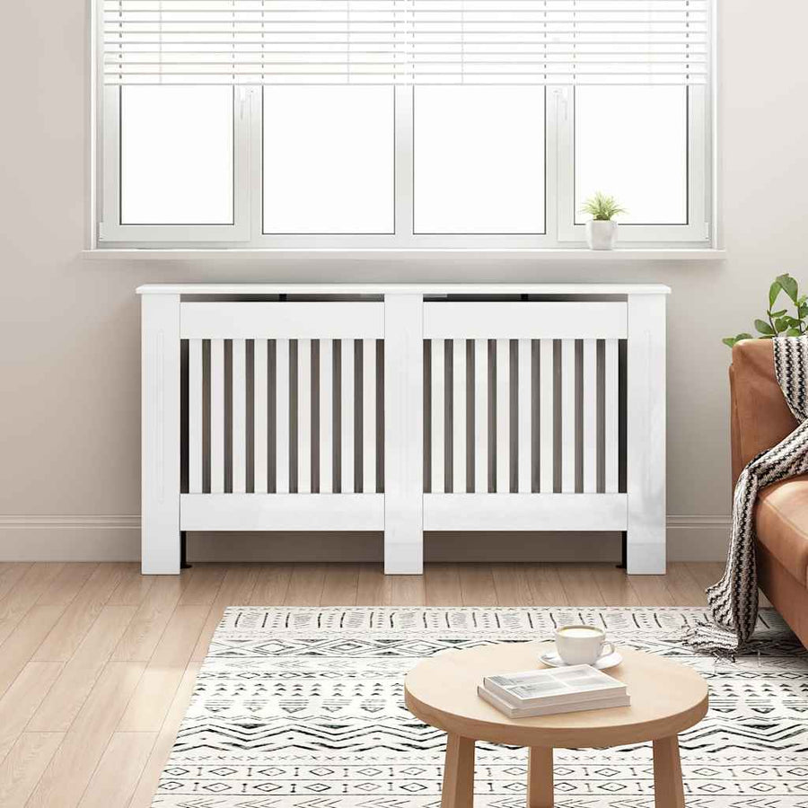Radiatorafdekking Hoogglans wit 152 x 19 x 81,5 cm Bewerkt hout