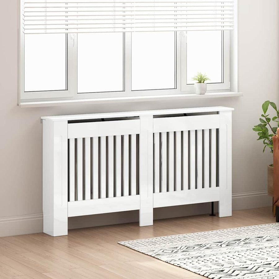 Radiatorafdekking Hoogglans wit 152 x 19 x 81,5 cm Bewerkt hout