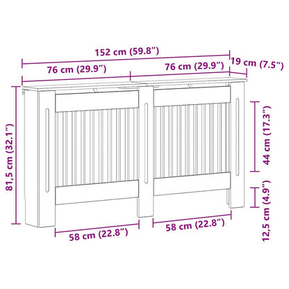 Radiatorafdekking Gerookt eiken 152 x 19 x 81,5 cm Bewerkt hout