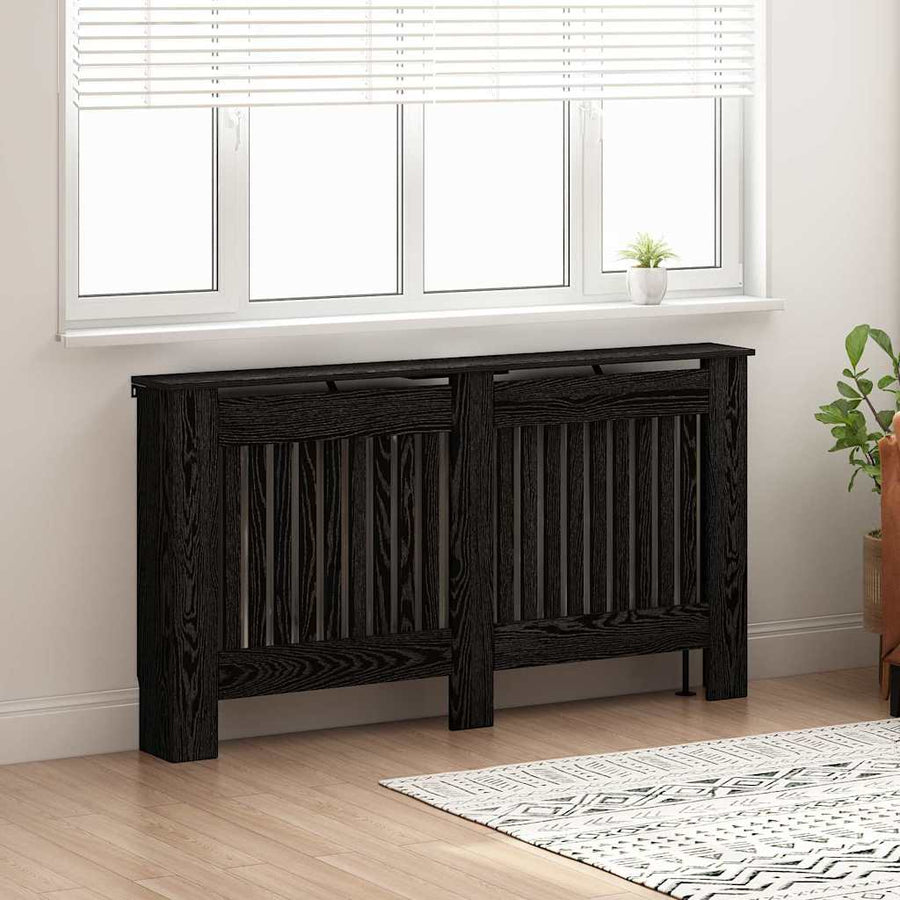 Radiatorafdekking Zwart Eiken 152 x 19 x 81,5 cm Bewerkt hout