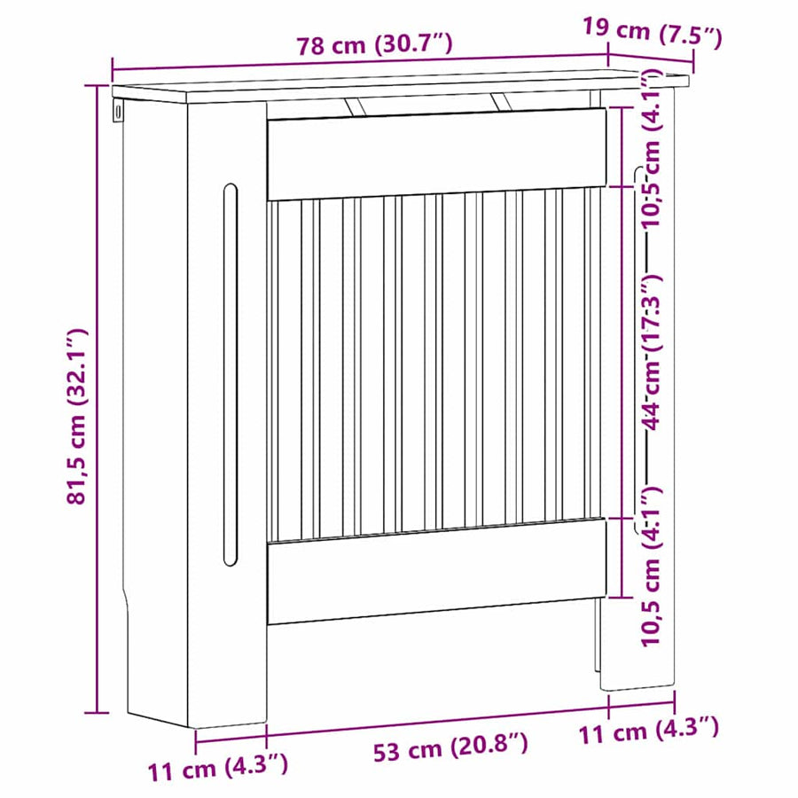 Radiatorafdekking Artisan Eiken 78 x 19 x 81,5 cm Bewerkt hout