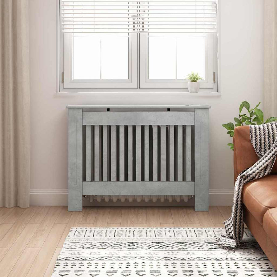 Radiatorafdekking Beton Grijs 112 x 19 x 81,5 cm Bewerkt hout