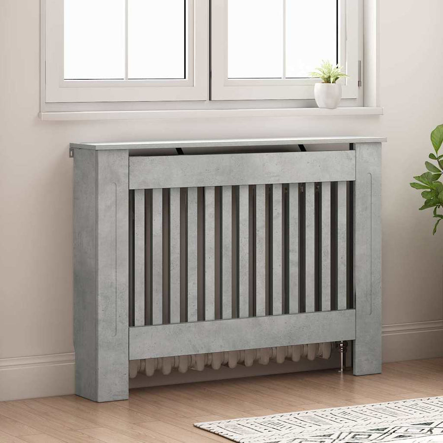 Radiatorafdekking Beton Grijs 112 x 19 x 81,5 cm Bewerkt hout