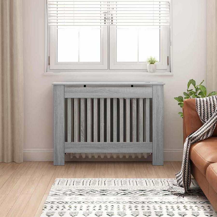 Radiatorafdekking Grijs Sonoma 112 x 19 x 81,5 cm Bewerkt hout