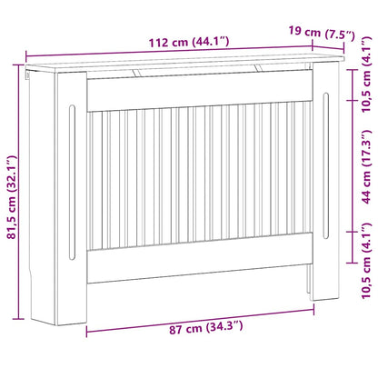 Radiatorafdekking Grijs Sonoma 112 x 19 x 81,5 cm Bewerkt hout