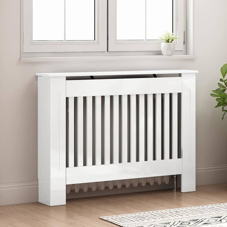 Radiatorafdekking Hoogglans wit 112 x 19 x 81,5 cm Bewerkt hout