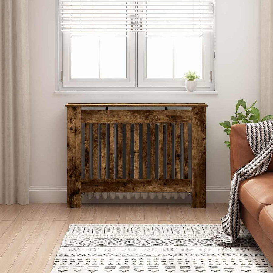 Radiatorafdekking Gerookt eiken 112 x 19 x 81,5 cm Bewerkt hout