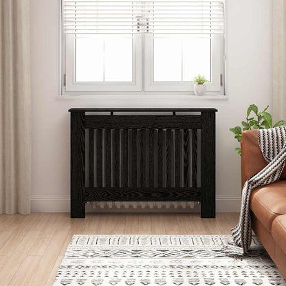 Radiatorafdekking Zwart Eiken 112 x 19 x 81,5 cm Bewerkt hout