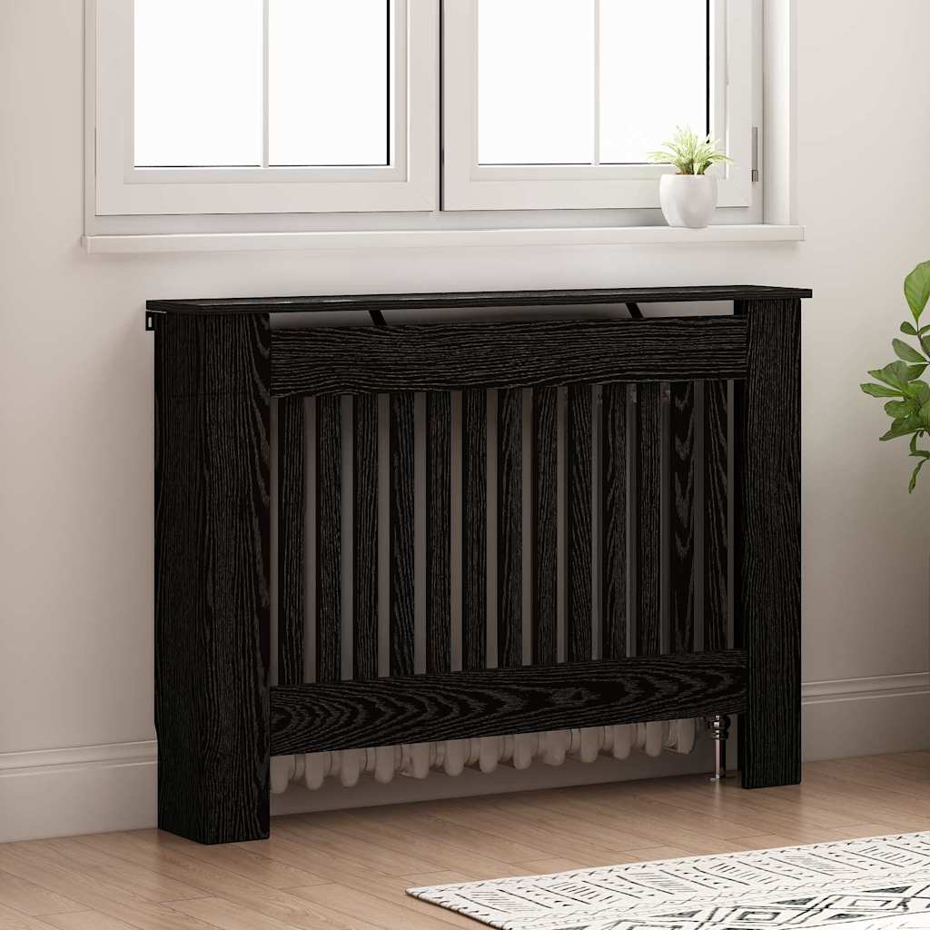 Radiatorafdekking Zwart Eiken 112 x 19 x 81,5 cm Bewerkt hout