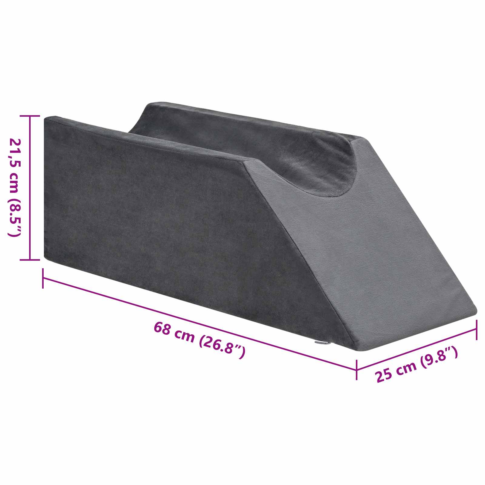 Been Kussen 68 x 25 x 21,5 cm Stevig PU Schuim Grijs