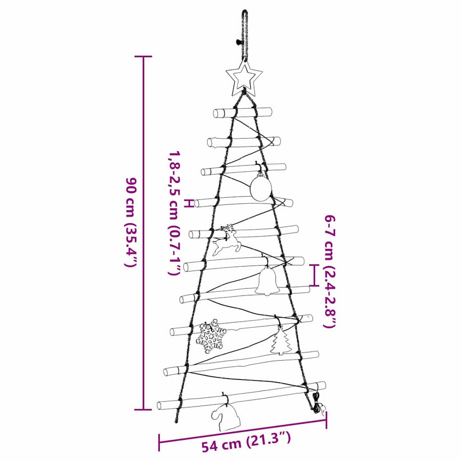 Kerstboom met 30 LED Naturel 90 cm massief essenhout