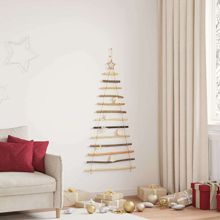 Kerstboom met 50 LED Naturel 120 cm massief essenhout