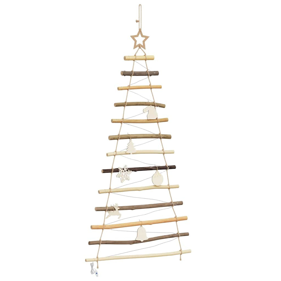 Kerstboom met 50 LED Naturel 120 cm massief essenhout