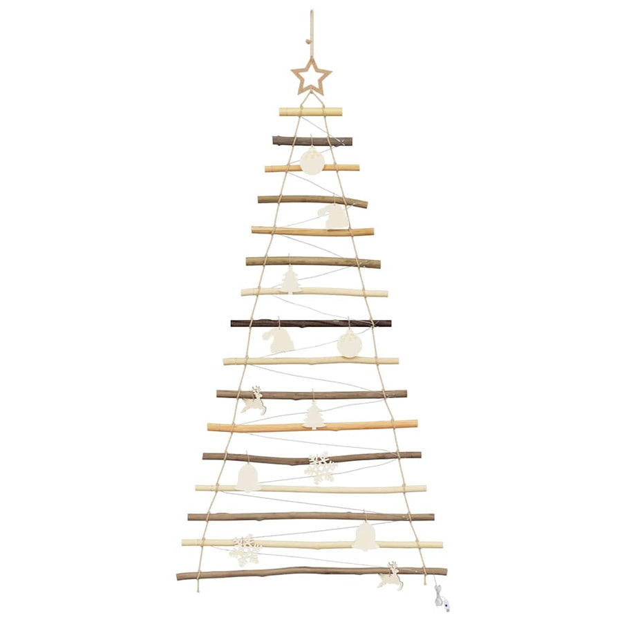 Kerstboom met 50 LED Naturel 120 cm massief essenhout
