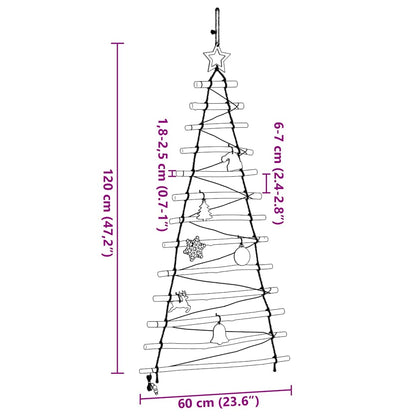Kerstboom met 50 LED Naturel 120 cm massief essenhout