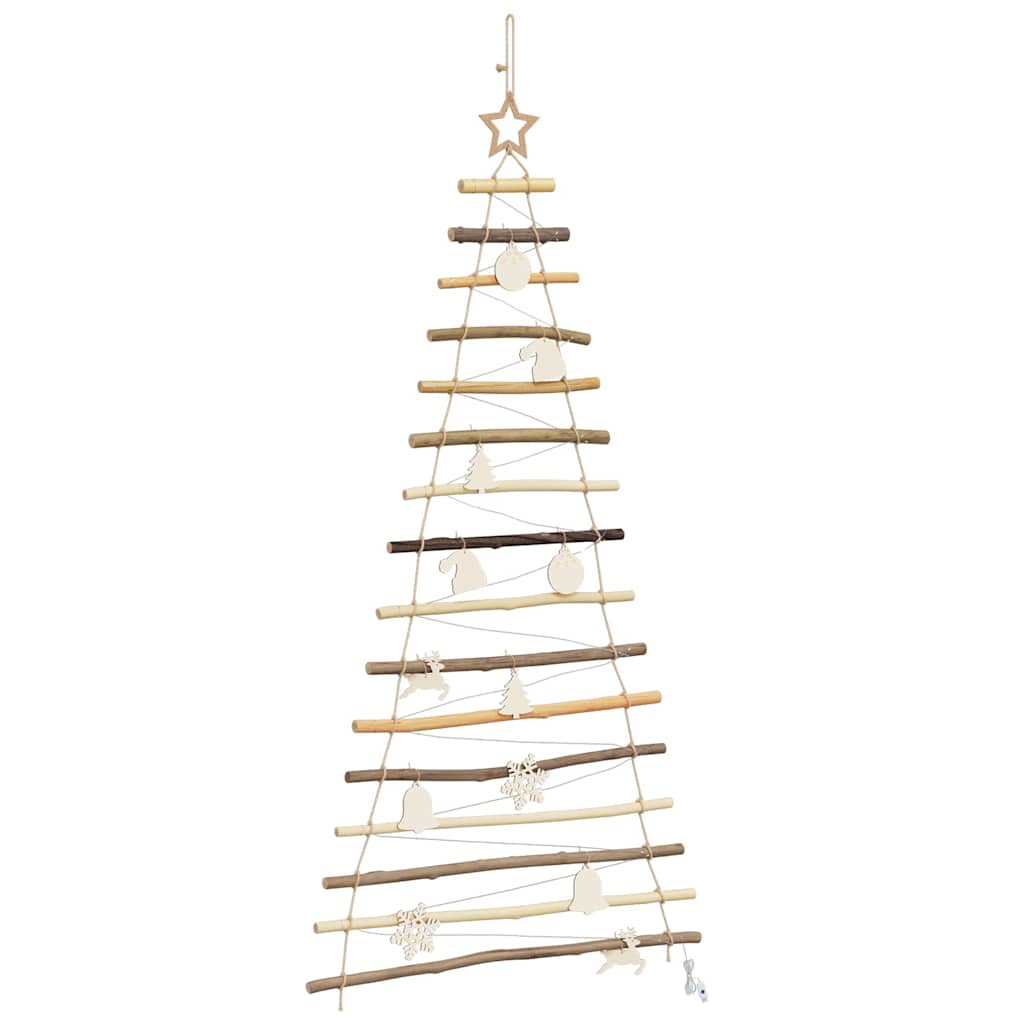 Kerstboom met 80 LED Naturel 150 cm massief essenhout