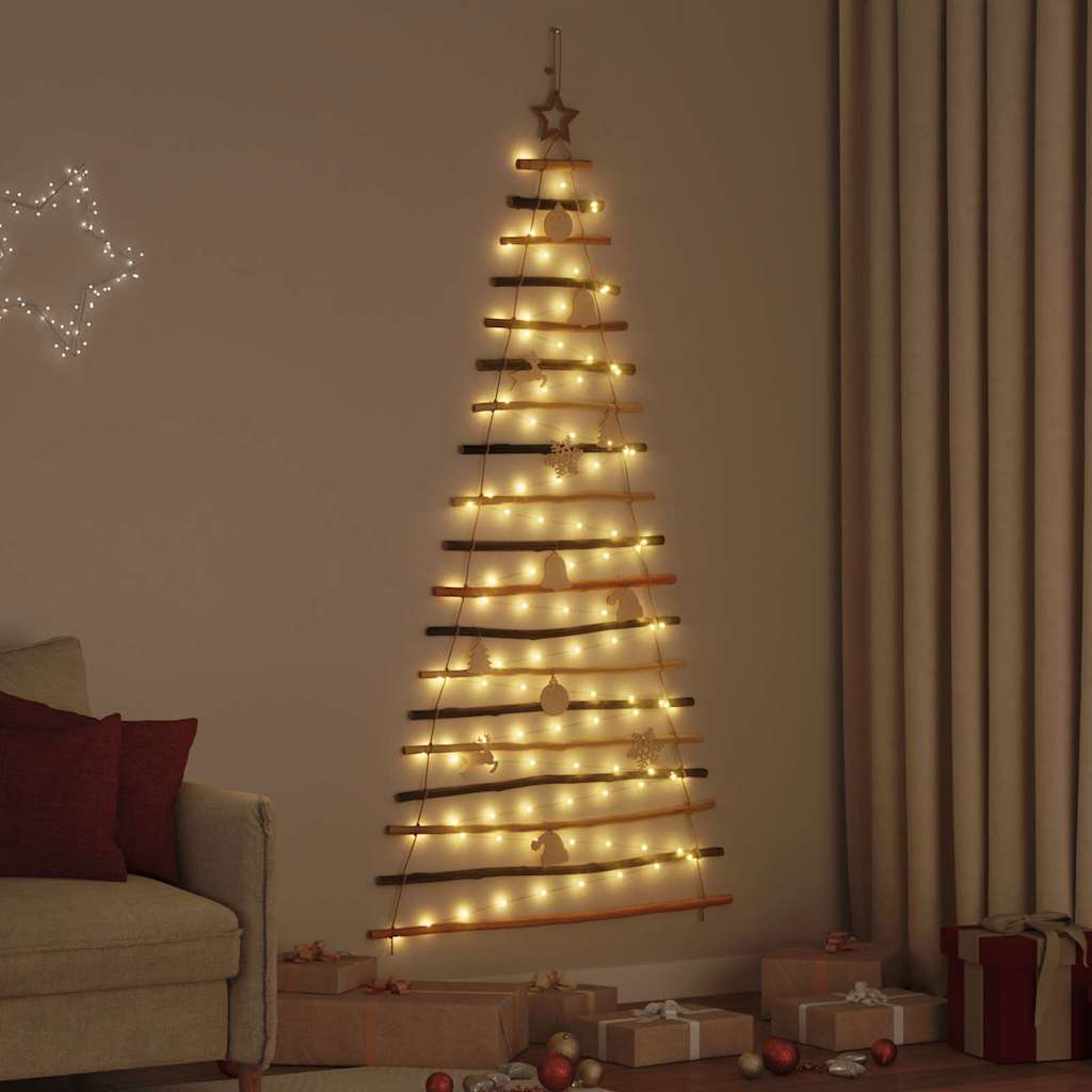 Kerstboom met 100 LED Naturel 180 cm massief essenhout