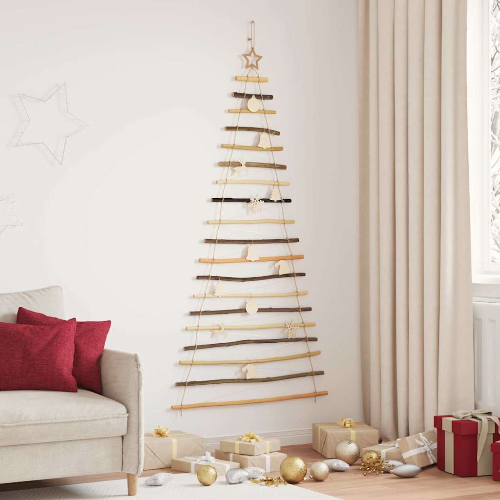 Kerstboom met 100 LED Naturel 180 cm massief essenhout