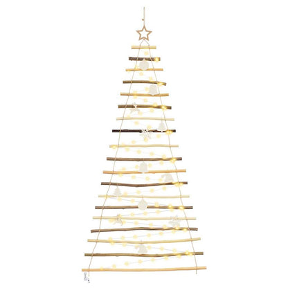 Kerstboom met 100 LED Naturel 180 cm massief essenhout