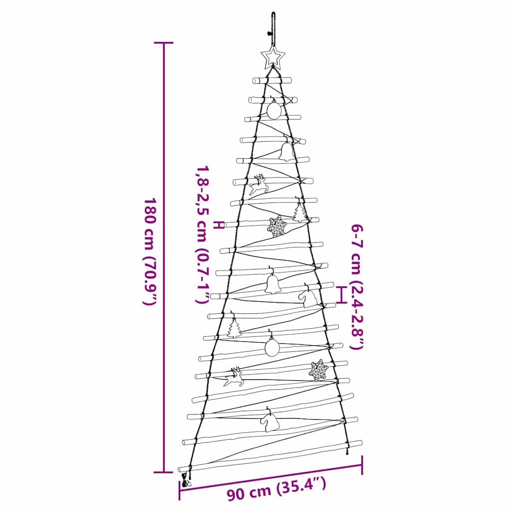 Kerstboom met 100 LED Naturel 180 cm massief essenhout
