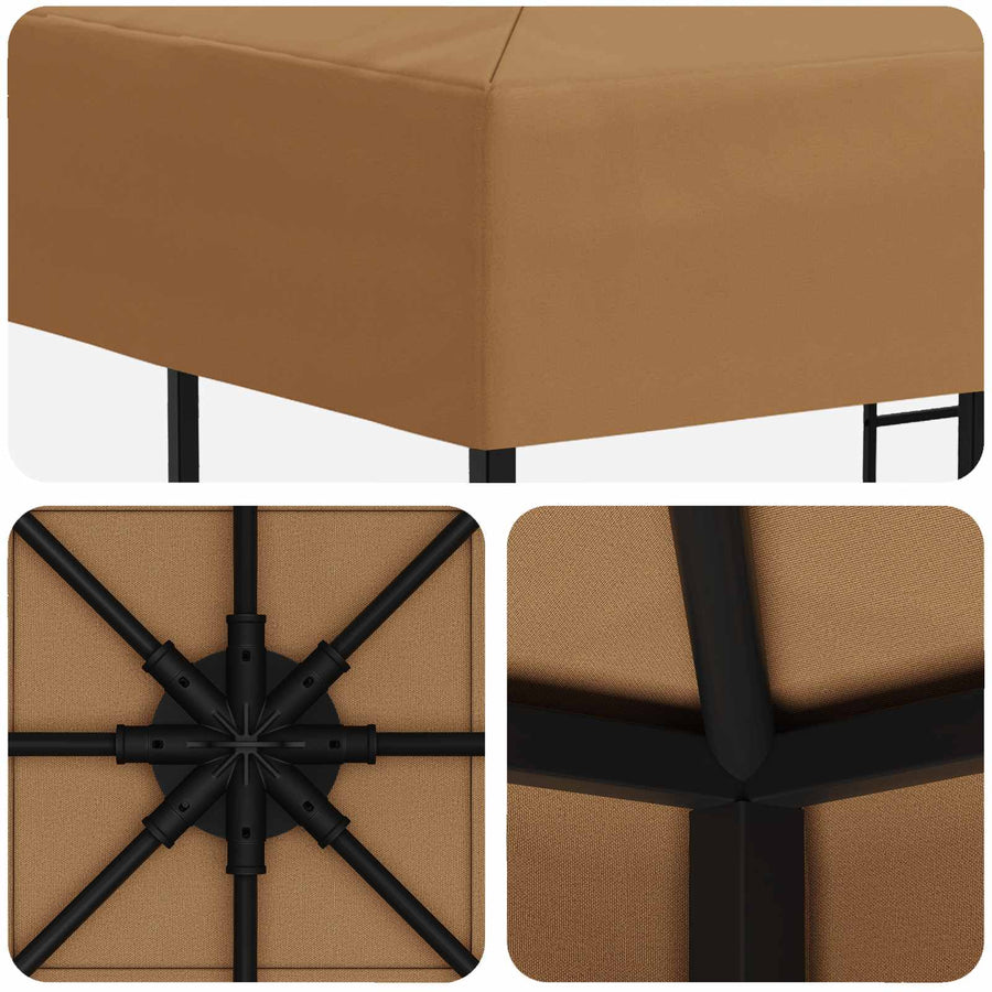 Prieel 3 x 3 m Beige Polyester en staal 190 gsm