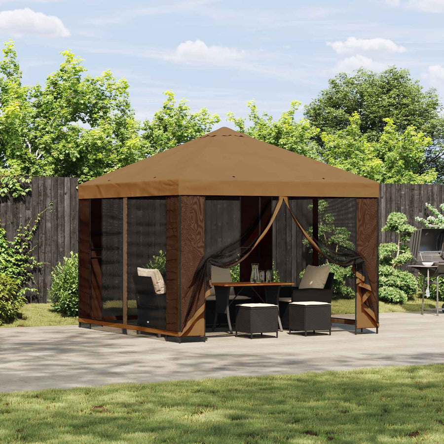 Prieel 3 x 3 m Beige Polyester en staal 190 gsm