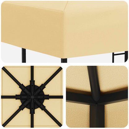 Prieel 3 x 3 m Crèmekleurig Polyester en staal 190 gsm